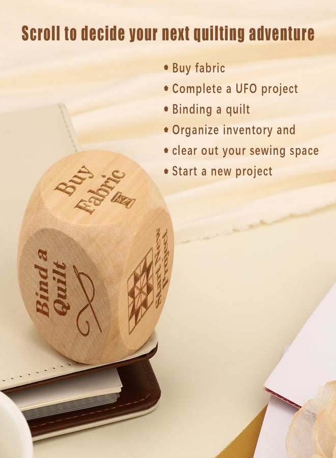 Sinbana 2pcs Quilter’s Dice, Wooden Fun Knitting Dice with 6 Knitting Tasks Creative Quilters Decision Tools for Sewing and Crafting - Image 4